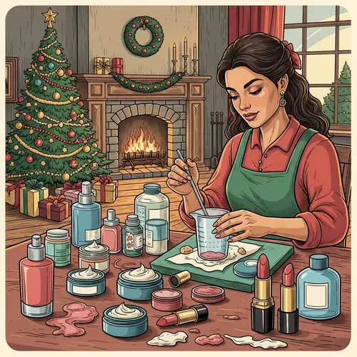 Vintage Style Christmas Cosmetics-Making Scene