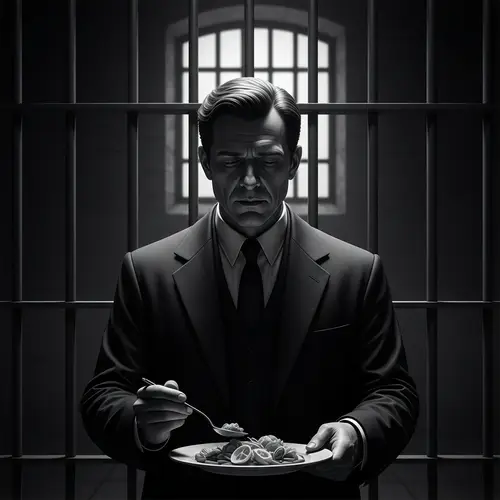 Melancholic Noir Monochrome Prison Scene
