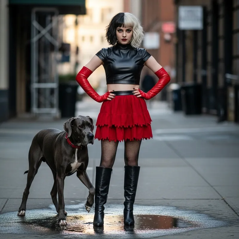 Julia Garner in Luxurious Cruella de Vil Inspired Outfit