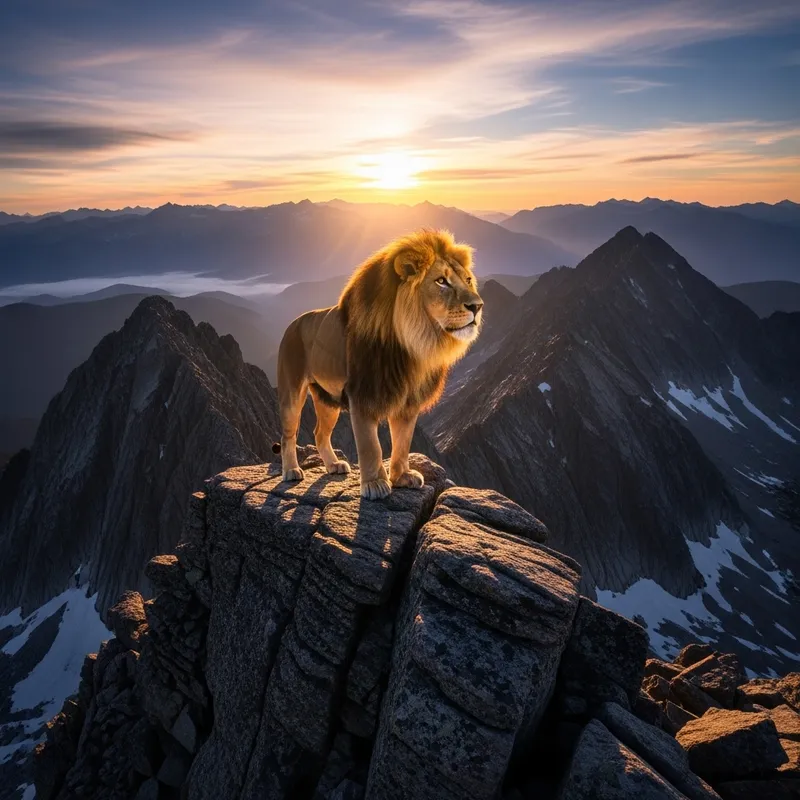 Lion on Mountain - Stunning Wildlife Image Lion on Mountain - Stunning Wildlife Image