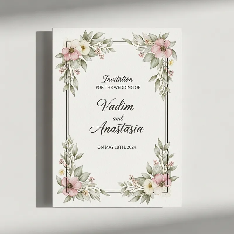 Beautifully Detailed Wedding Invitation for Vadim & Anastasia