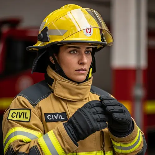 Female Civil Firefighter - Ready for Emergency | Website Name