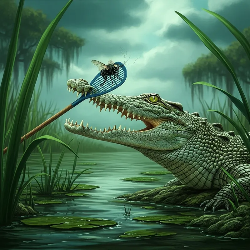 Epic Crocodile Devouring a Fly - Nature's Predatory Spectacle