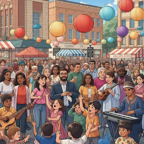 Diverse Community Celebration in Town Square