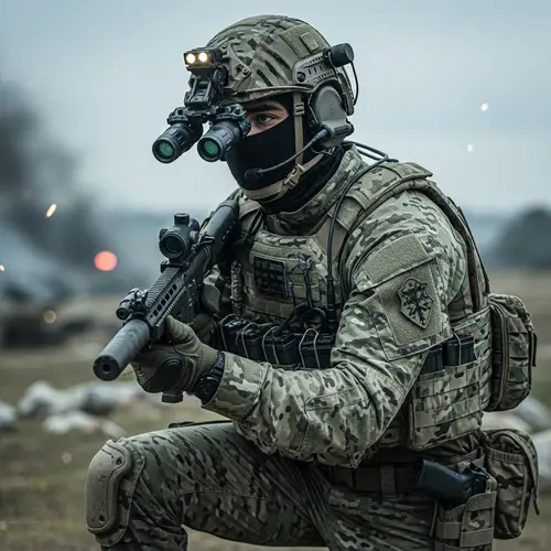 Hispanic Special Forces Soldier in Camouflage Gear