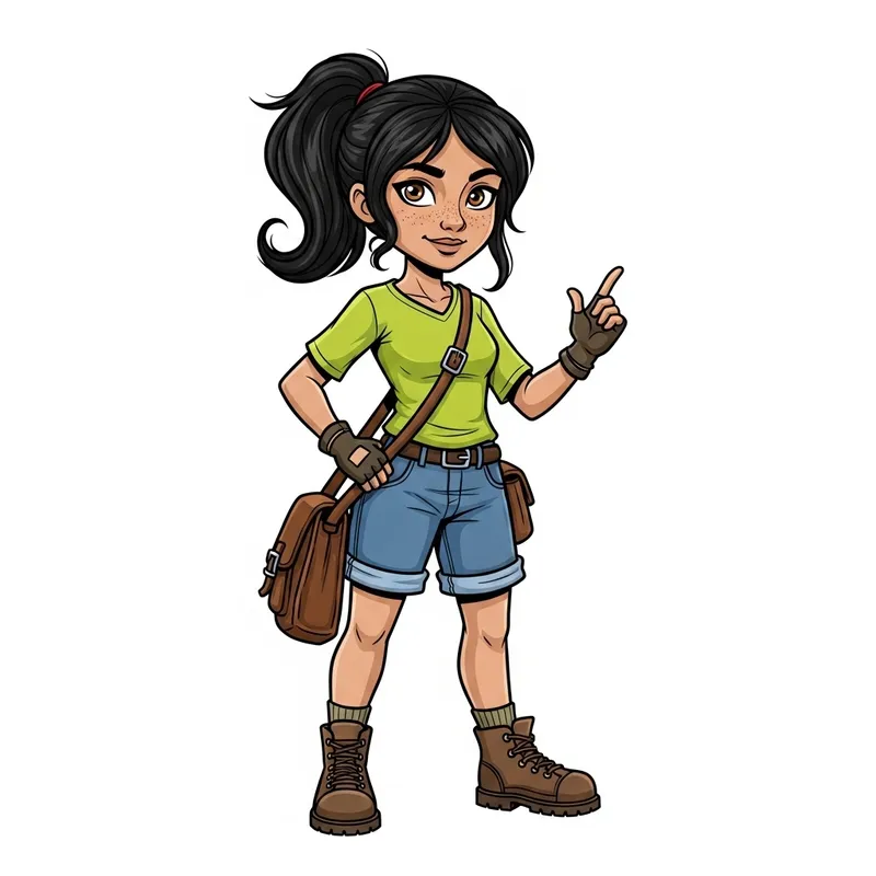 Adventurous Girl Cartoon Character: Explore with Joy