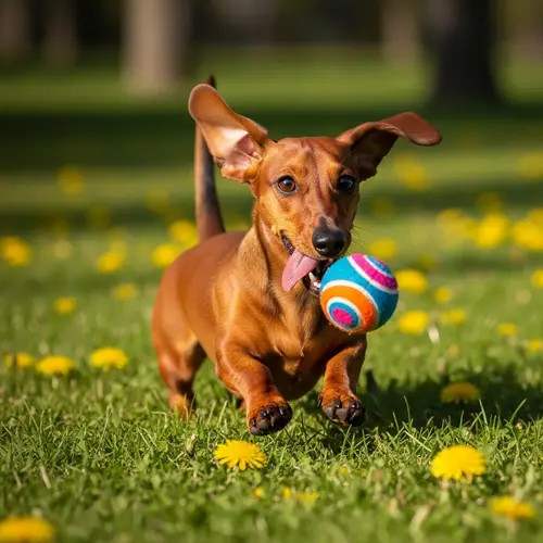 Beautiful Dachshund Playing in Sunny Park