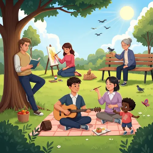 Tranquil Park Scene: Harmony in Diversity