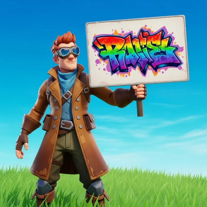 Adventure Video Game Character with Red Hair and Signboard Adventure Video Game Character with Red Hair and Signboard