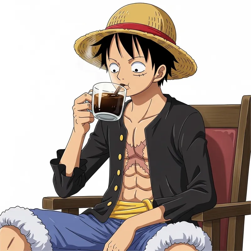 Monkey D Luffy Sips Coffee | One Piece Anime