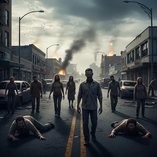 Post-Apocalyptic Zombie Apocalypse Scene: Eerie Streets & Abandoned Vehicles
