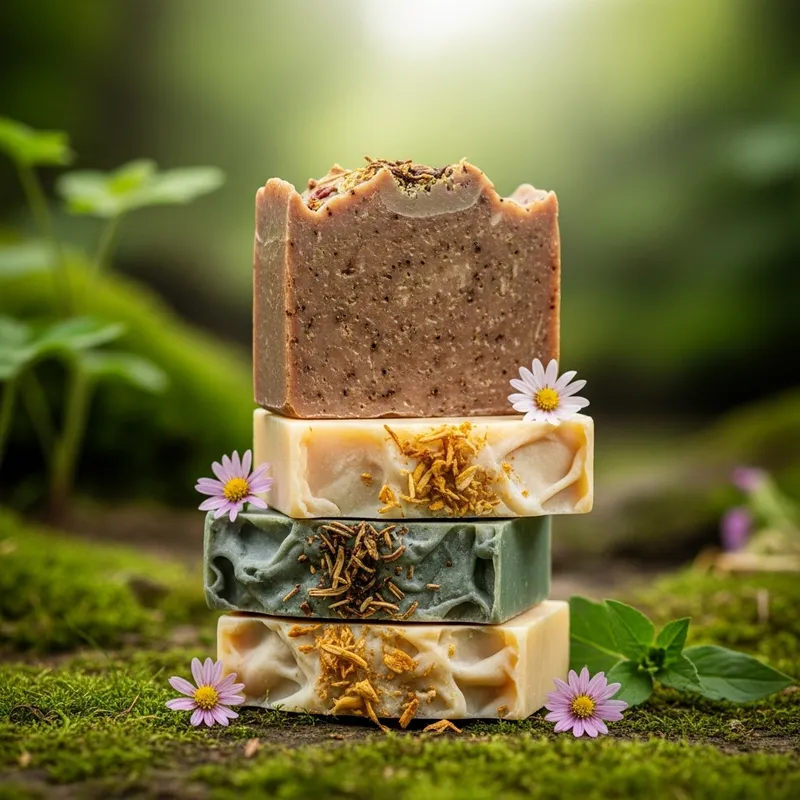Stacked Handmade Bar Soaps with Delicate Flowers | Natural Beauty Stacked Handmade Bar Soaps with Delicate Flowers | Natural Beauty