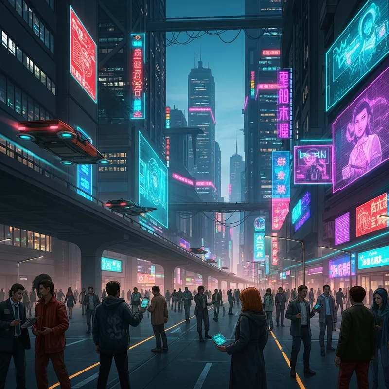 Future Cityscape and Cyberpunk Scene | Neon-Lit Urban Metropolis
