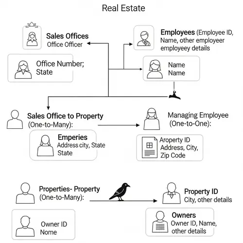Real Estate Firm ERD: Sales Offices, Employees, Properties & Owners