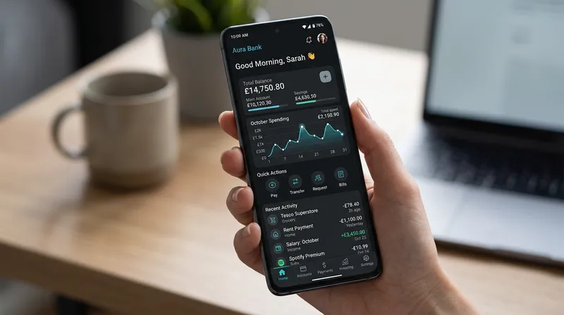 Modern Mobile Banking App UI Design - Dark Mode