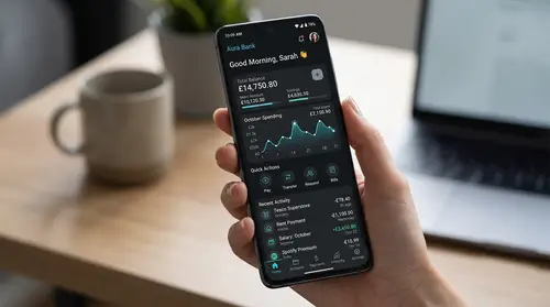 Modern Mobile Banking App UI Design - Dark Mode
