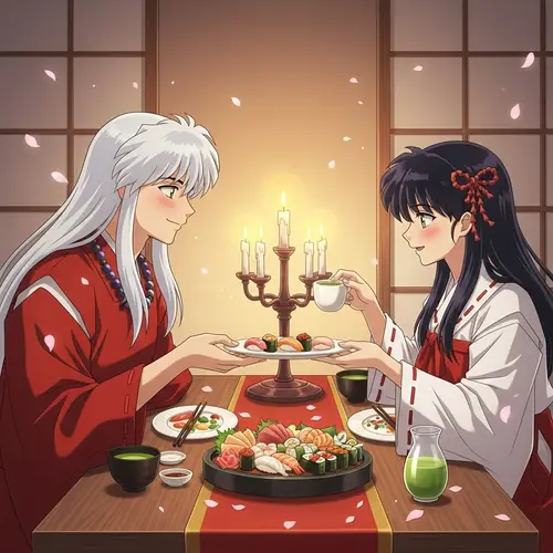 Romantic Dinner with Kikyo and Inuyasha | Enchanting Japanese Scene
