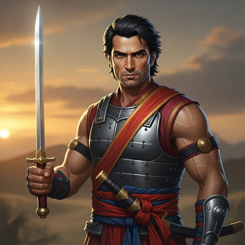 Serious South Asian Warrior with Sword Serious South Asian Warrior with Sword