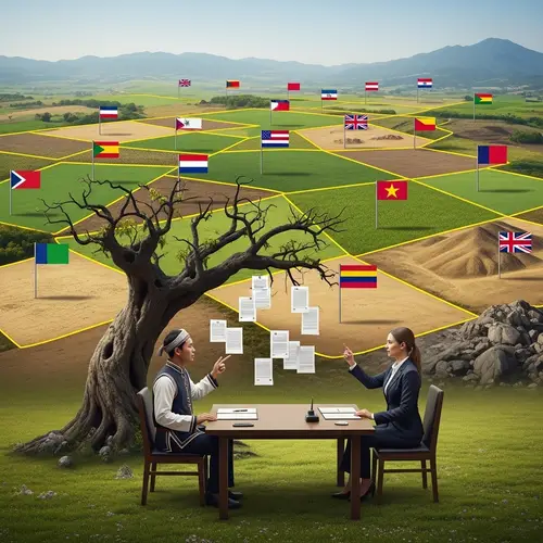 Land Disputes Visual Representation | Negotiation Table Scene