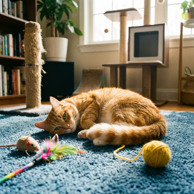 Cozy Domestic Scene with Beautiful Orange Tabby Cat
