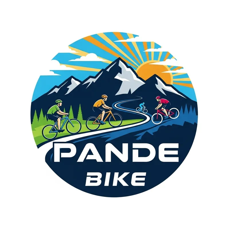 Pande Bike: Joyful Cyclists Mountain Ride Logo Pande Bike: Joyful Cyclists Mountain Ride Logo