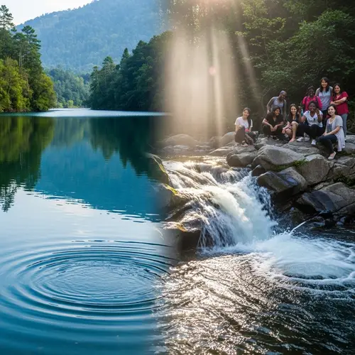 Tranquil Lake to Powerful Cascades: Nature's Transformation