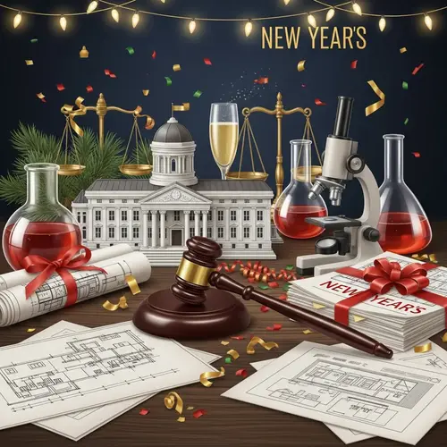 Real Estate Examination, Legal Representation & Science - New Year Illustration