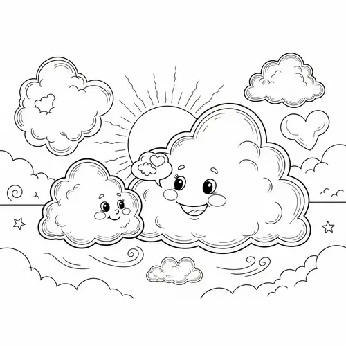 Whimsical Clouds Coloring Page | Joyful Digital Design