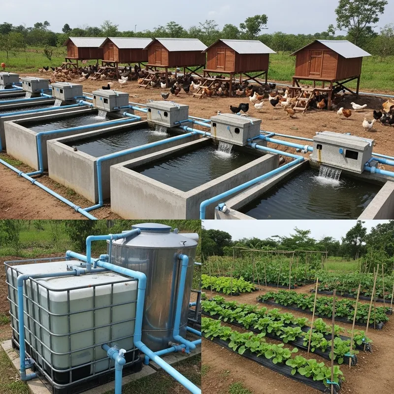 Elevated Chicken Houses with Integrated Fish Farming System Elevated Chicken Houses with Integrated Fish Farming System