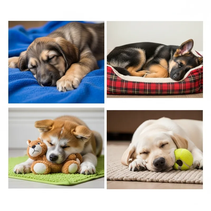 Sleeping Puppies: Adorable Scene of Diverse Breeds Napping