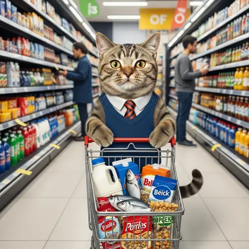 Adorable Cat Shopping in Supermarket | Pet Grocery Fun