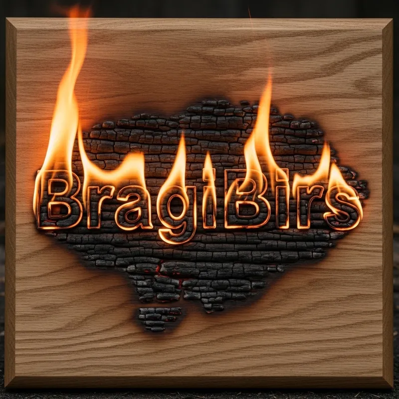 BragiBirs Inscription on Wooden Plaque - Charred Artwork
