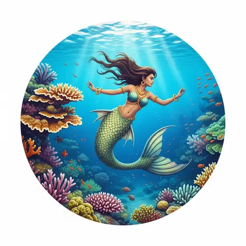 Enchanting South Asian Mermaid in Surreal Underwater Vista