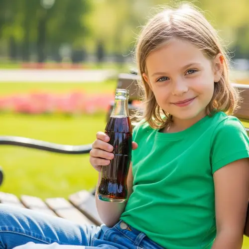 Young Girl Enjoying Sunny Day with Cola in Park | Heartwarming Scene