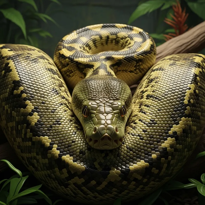 Mesmerizing Olive Green Python Ready to Strike