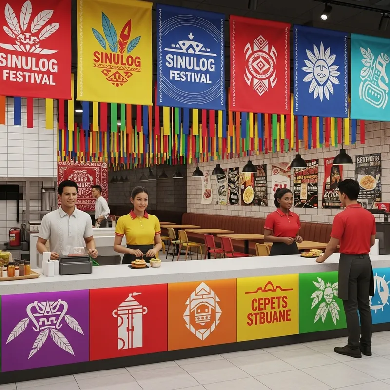 Vibrant McDonald's Counter with Sinulog Festival Design