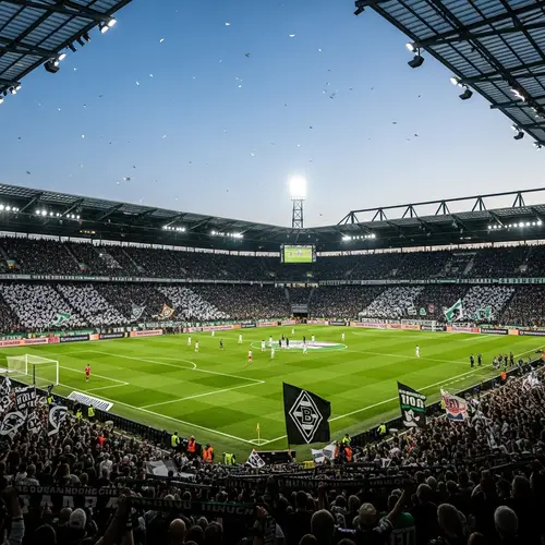 Borussia Mönchengladbach Stadium: Enthusiastic Football Match Scene