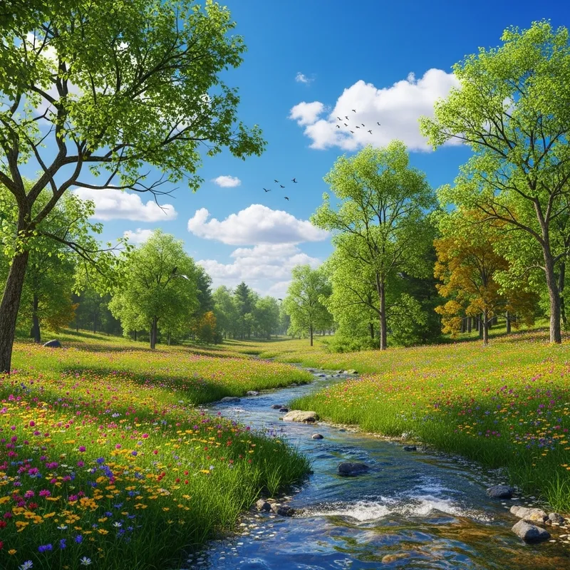 Serenity of Wildflowers by Babbling Brook