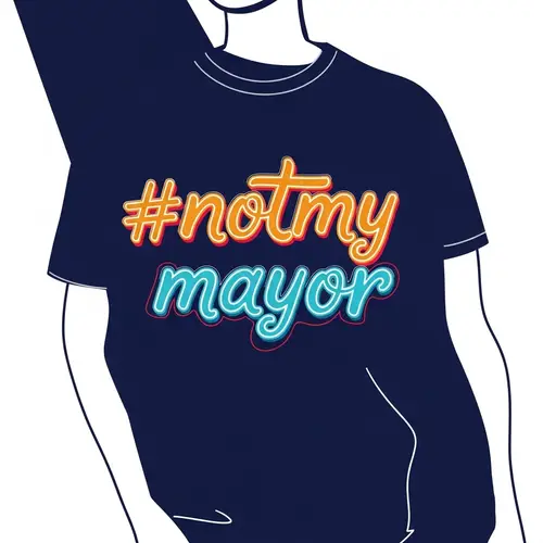 Bold '#notmymayor' T-shirt Design - Contemporary Graphic Style