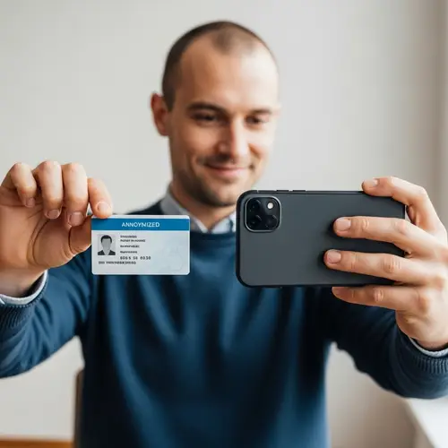 Caucasian Male Holding ID and Taking Selfie | Indoor Shot