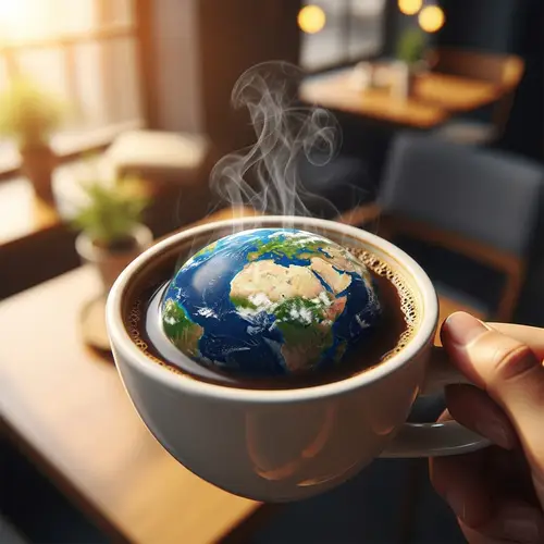 Earth Day Coffee Art: World Image in a Cup