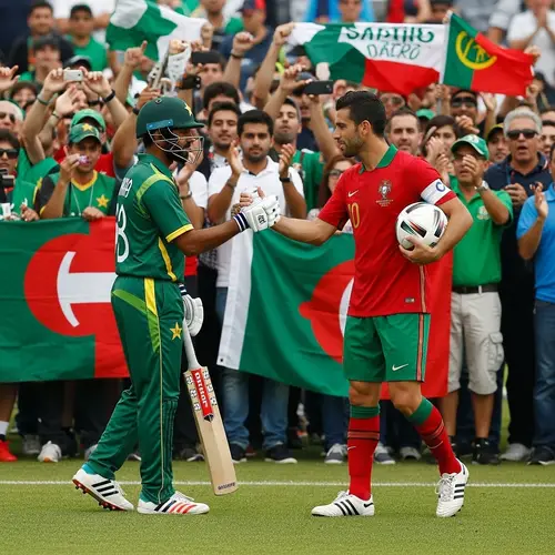Iconic Encounter Between Pakistani Cricket Player and Portuguese Footballer