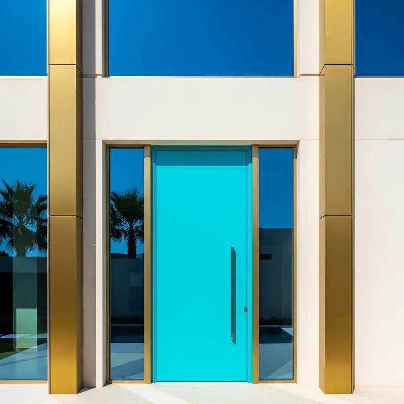 Detailed View of Door on Modern Villa Facade in Dubai