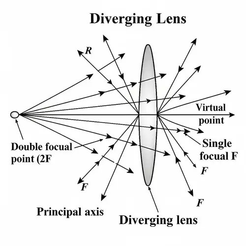 Scientific Illustration of Object Beyond Double Focus Lens