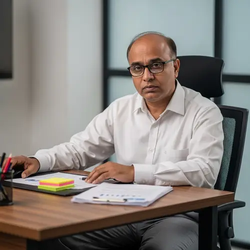 Modern Corporate Work-Life Challenges: Tired South Asian Male at Desk