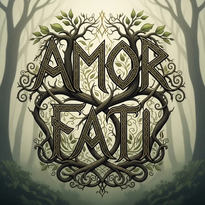 Mystical 'Amor Fati' Rune Tattoo Art