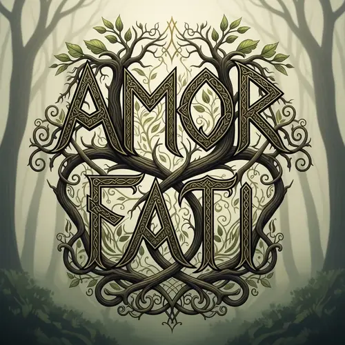 Intricate 'Amor Fati' Runic Tattoo Design