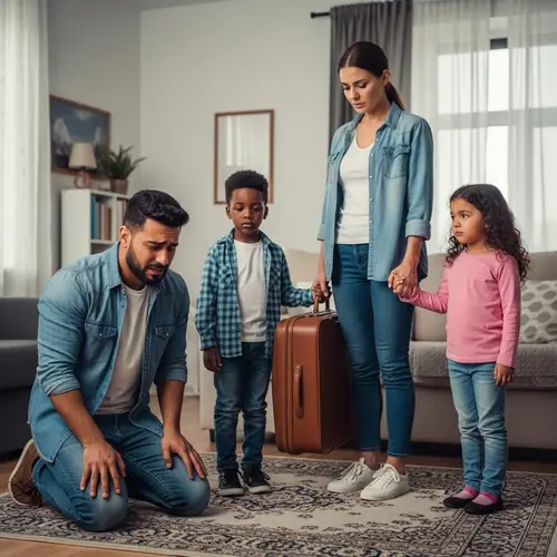 Heartbreaking Family Separation Scene: Desperate Middle-Eastern Man & Multicultural Family