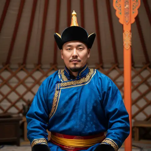 30-Year-Old Mongolian Man in Traditional Attire