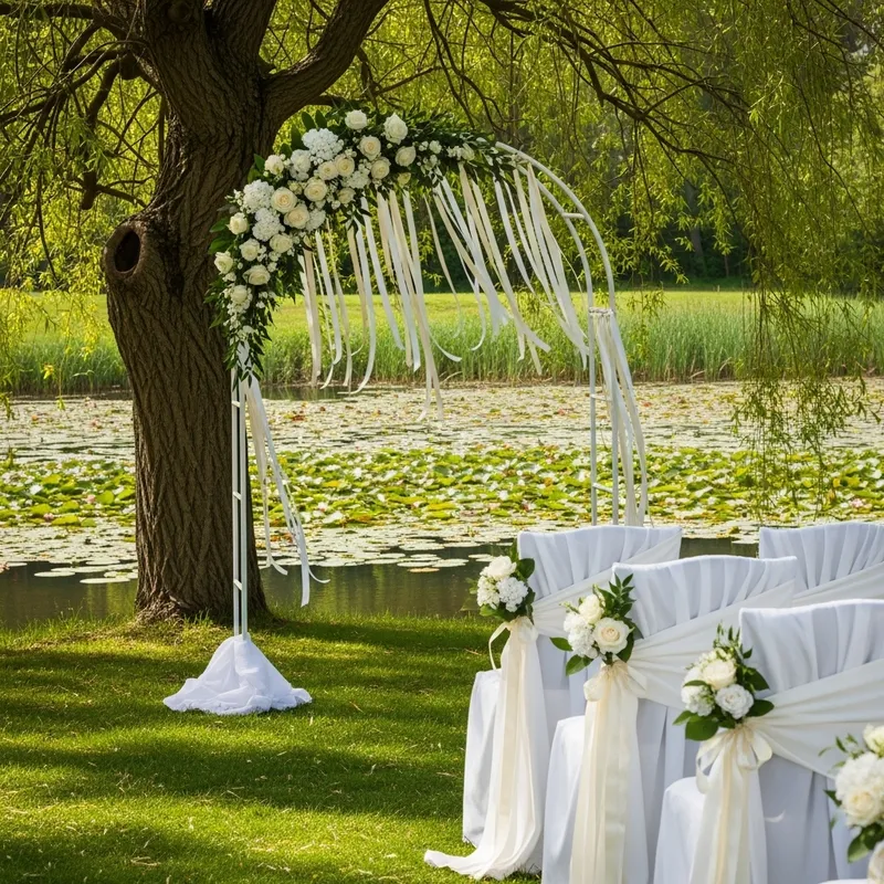 Romantic Wedding Arch Beside Willow Tree Romantic Wedding Arch Beside Willow Tree
